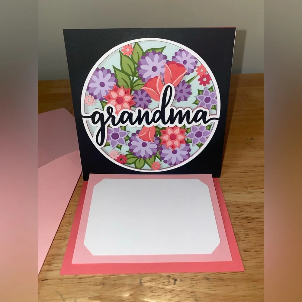 3D Pink Grandma Blank Greeting Card With Envelope